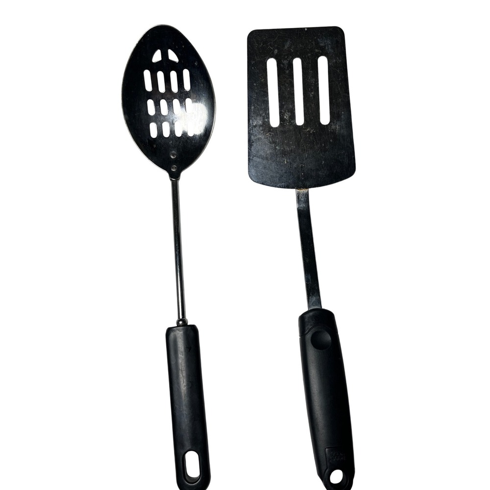 Good Cook Spatula Slotted Spoon Set Black‎ Silver Kitchen Utensils